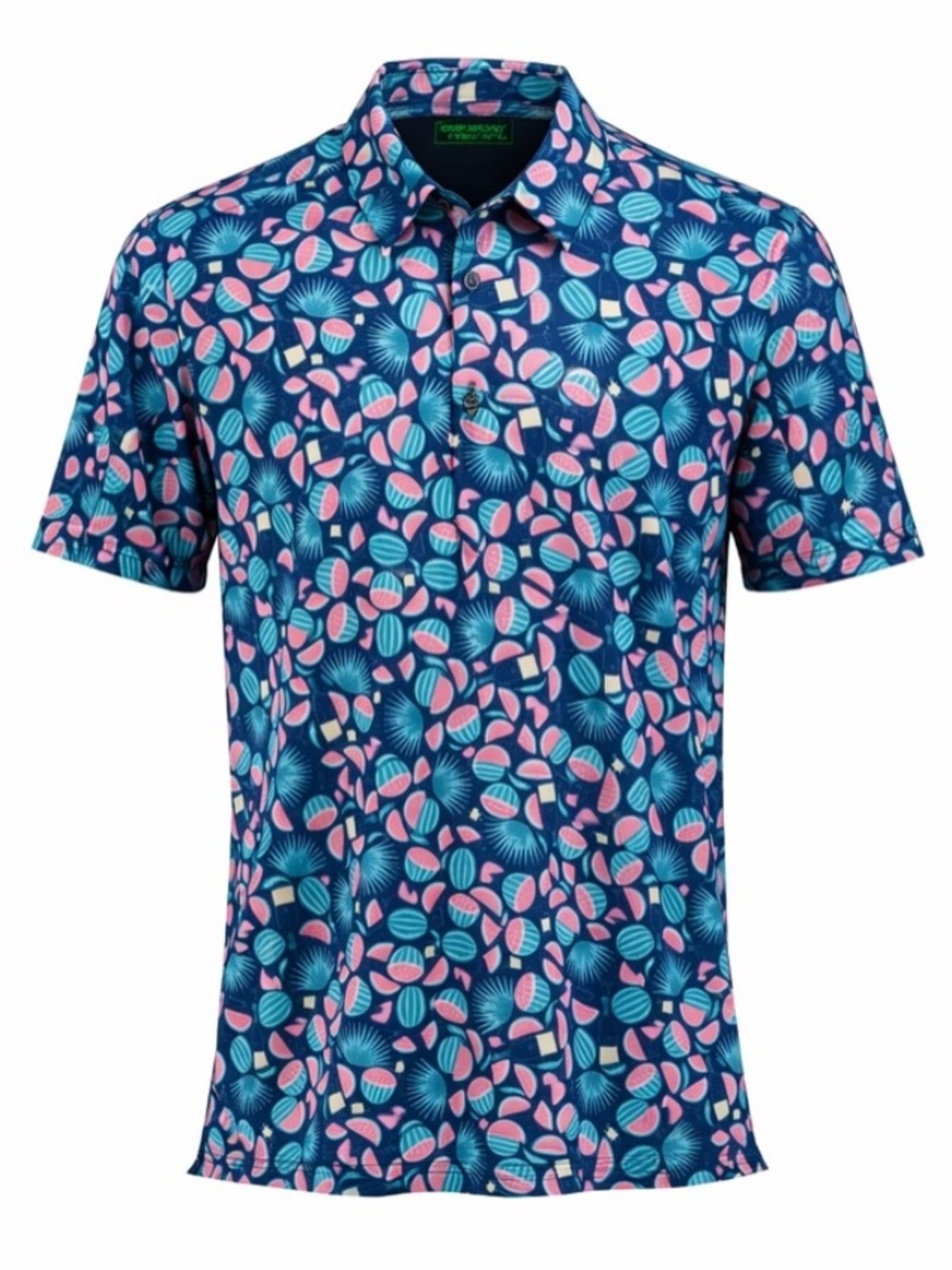 William Murray Golf Pink Green Watermelon Agave Margarita Performance Golf Polo